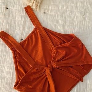Urban Outfitters Burnt Orange Tie Back Crop Top
